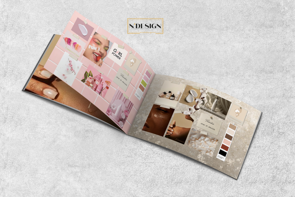 moodboard identité visuelle site internet marque cosmétiques naturels française